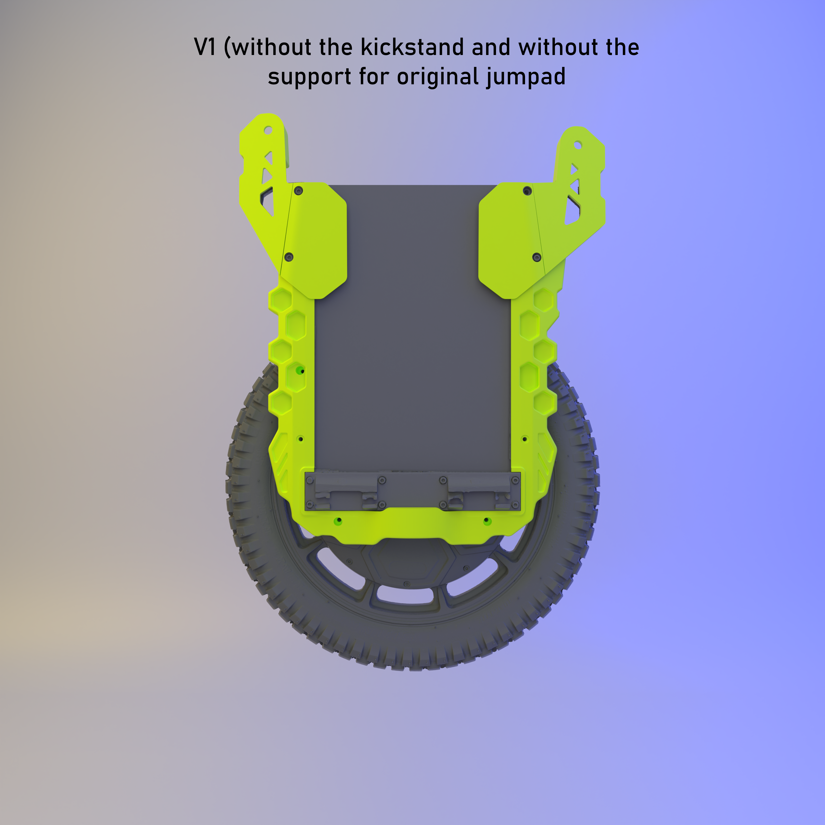 3D render of the V1 version without kickstand or jumpad mount
