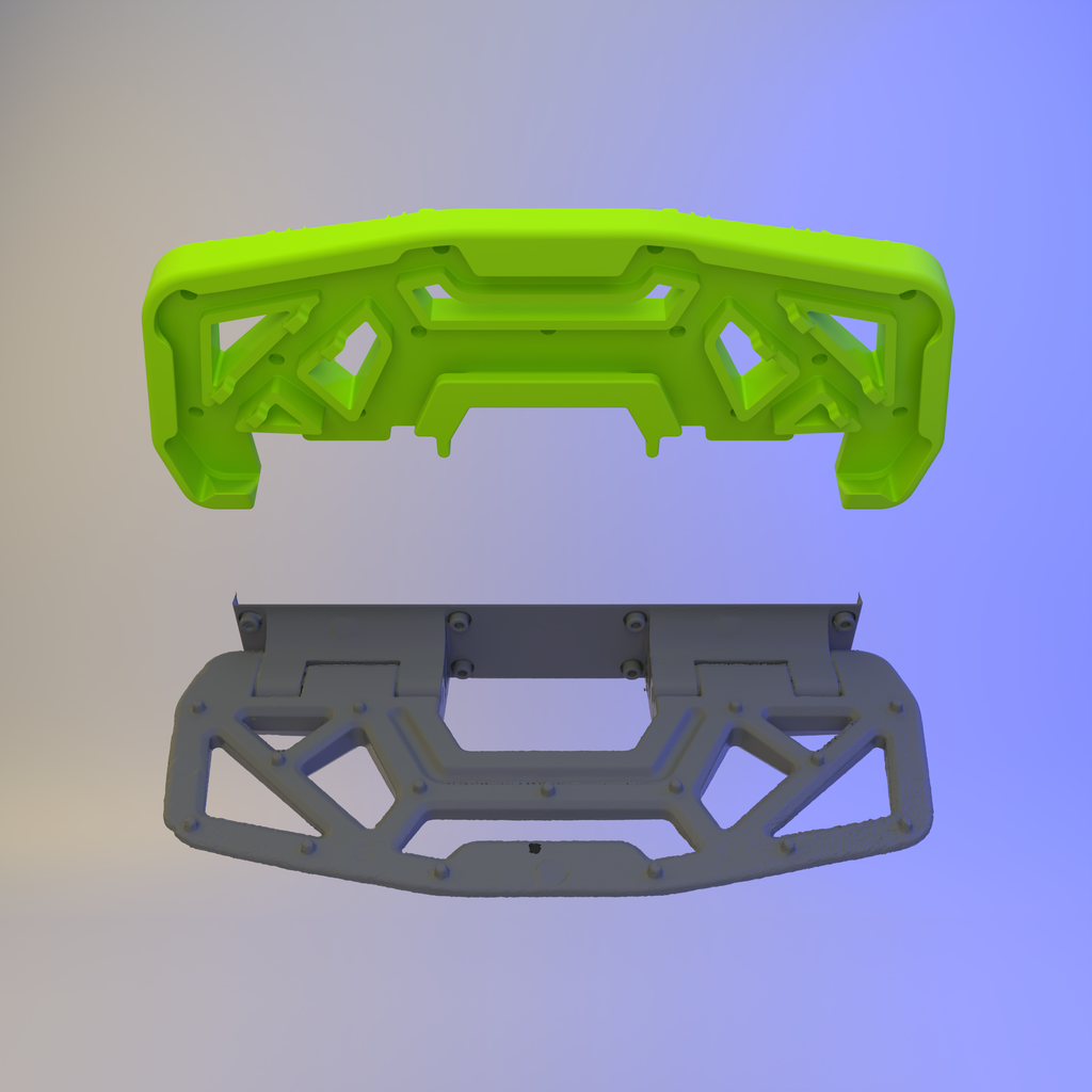 Rendu 3D de la pédale N-Grip IXEZED séparée de la pédale d'origine, pour montrer l'emboîtement.
