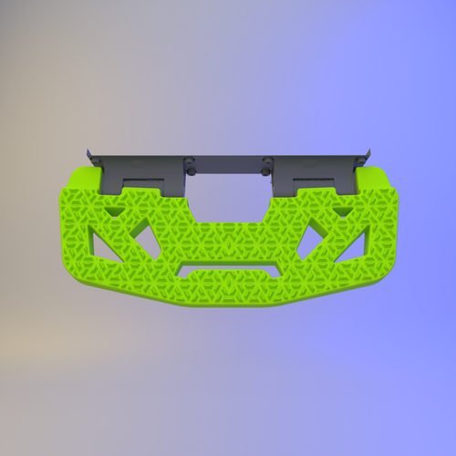 Pédale N-Grip IXEZED en vert, vue de face, posée sur la pédale d'origine grise.