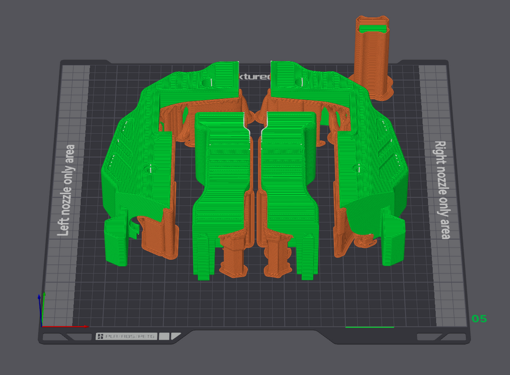 Print plate: a set of parts with their supports