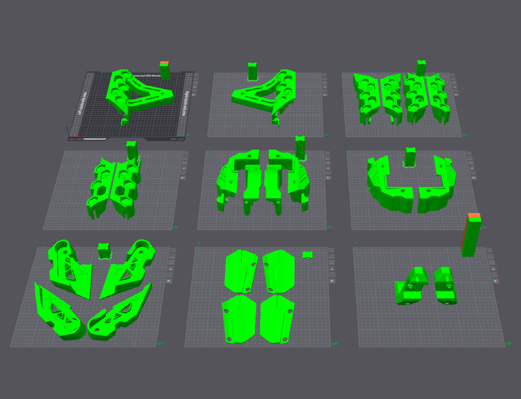 Overview of all the kit parts laid out before printing