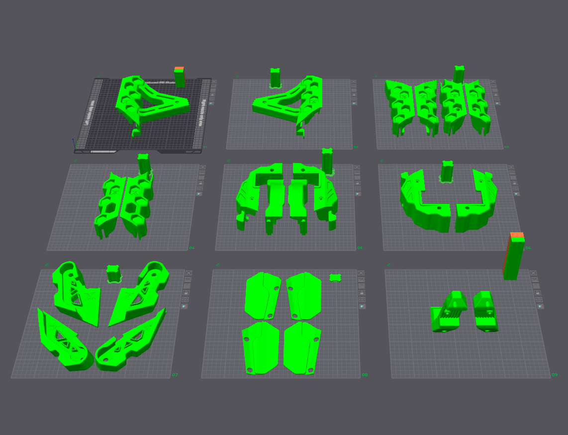 Overview of all the kit parts laid out before printing