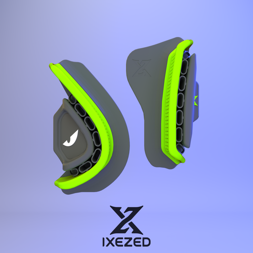 IXEZED Z-Zero power pads in fluo green, three-quarter view
