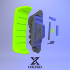 Z-Zero power pads and shell seen from the front, parts separated