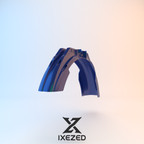 Garde-boue Lynx IXEZED en rendu 3D bleu, vu de trois quarts, pièce seule.