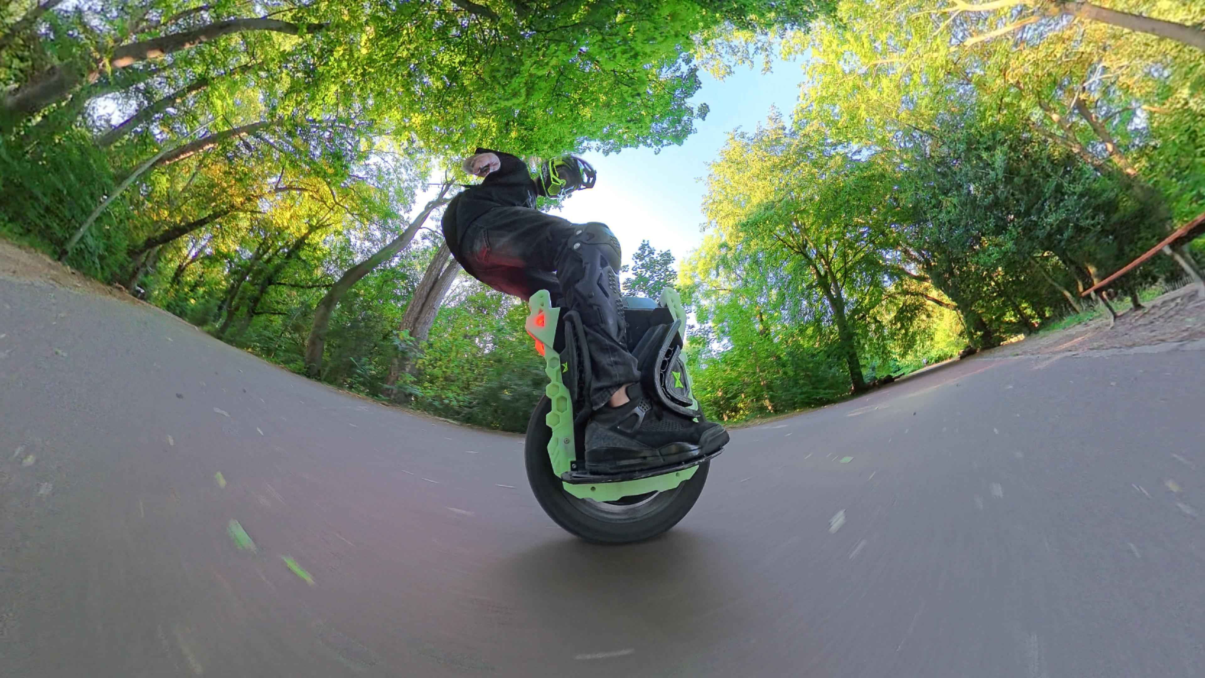 IXEZED armor kit fitted to a Lynx OG, low-angle view while riding